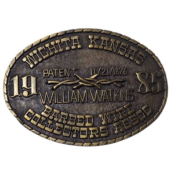 Barbed Wire Collectors Belt Buckle 1985 William Watkins Barbwire Wichita Kansas - Picture 10 of 11